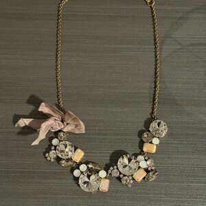 JCrew | Faux Gemstone Gold Plated Cocktail Necklace | Pink/Clear/Gold